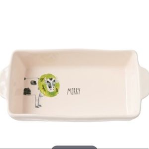 Rae Dunn Christmas cow and Mary loaf pan 5 x 9